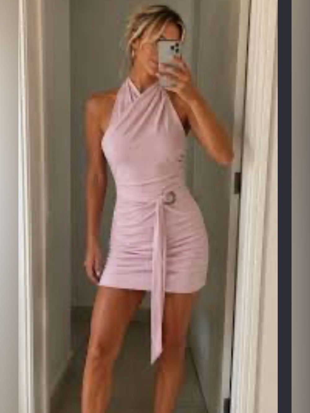 Zara draped mini halter dress